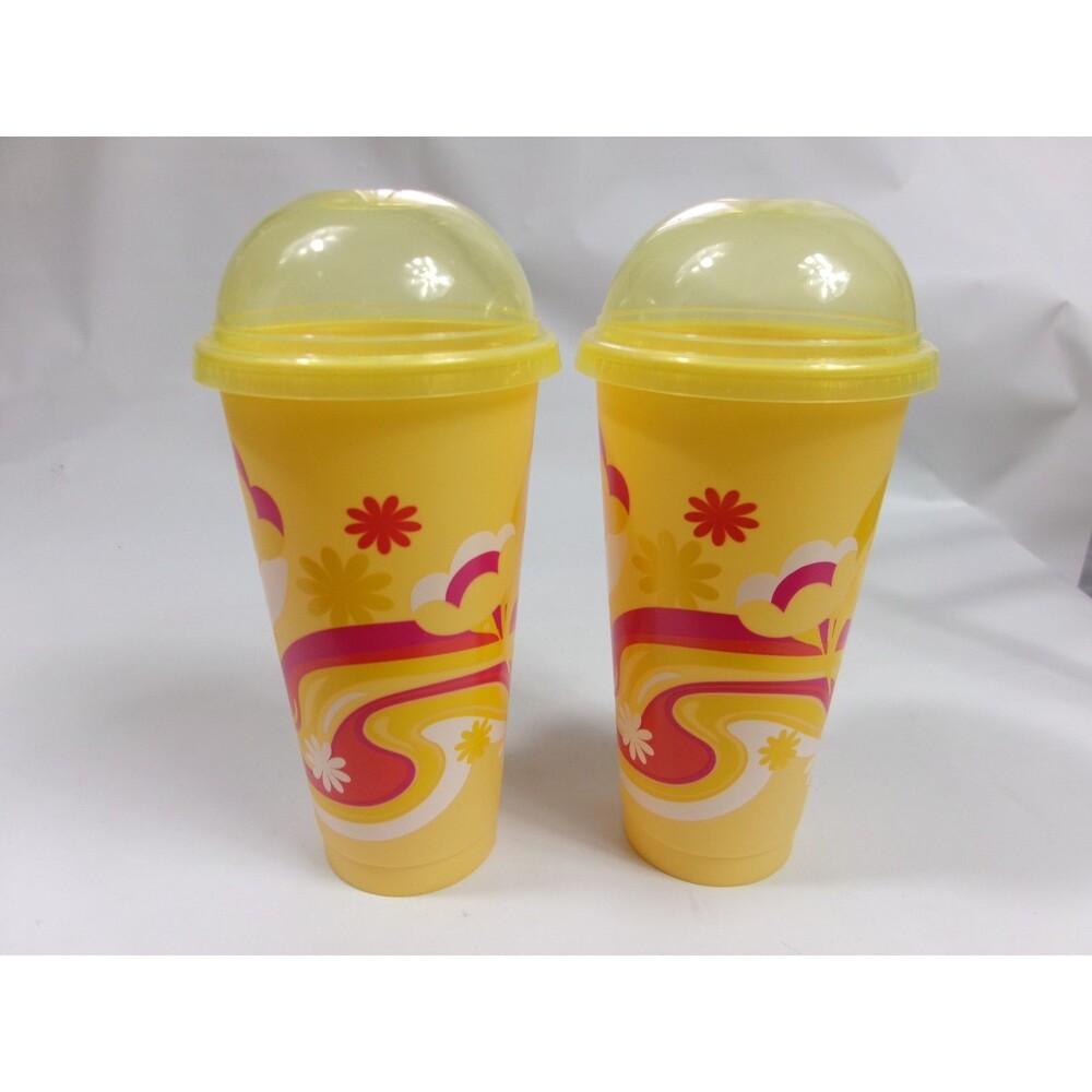 2x Starbucks Reusable 24 oz Summer Plastic Color Changing Cup w Dome Lids 2025